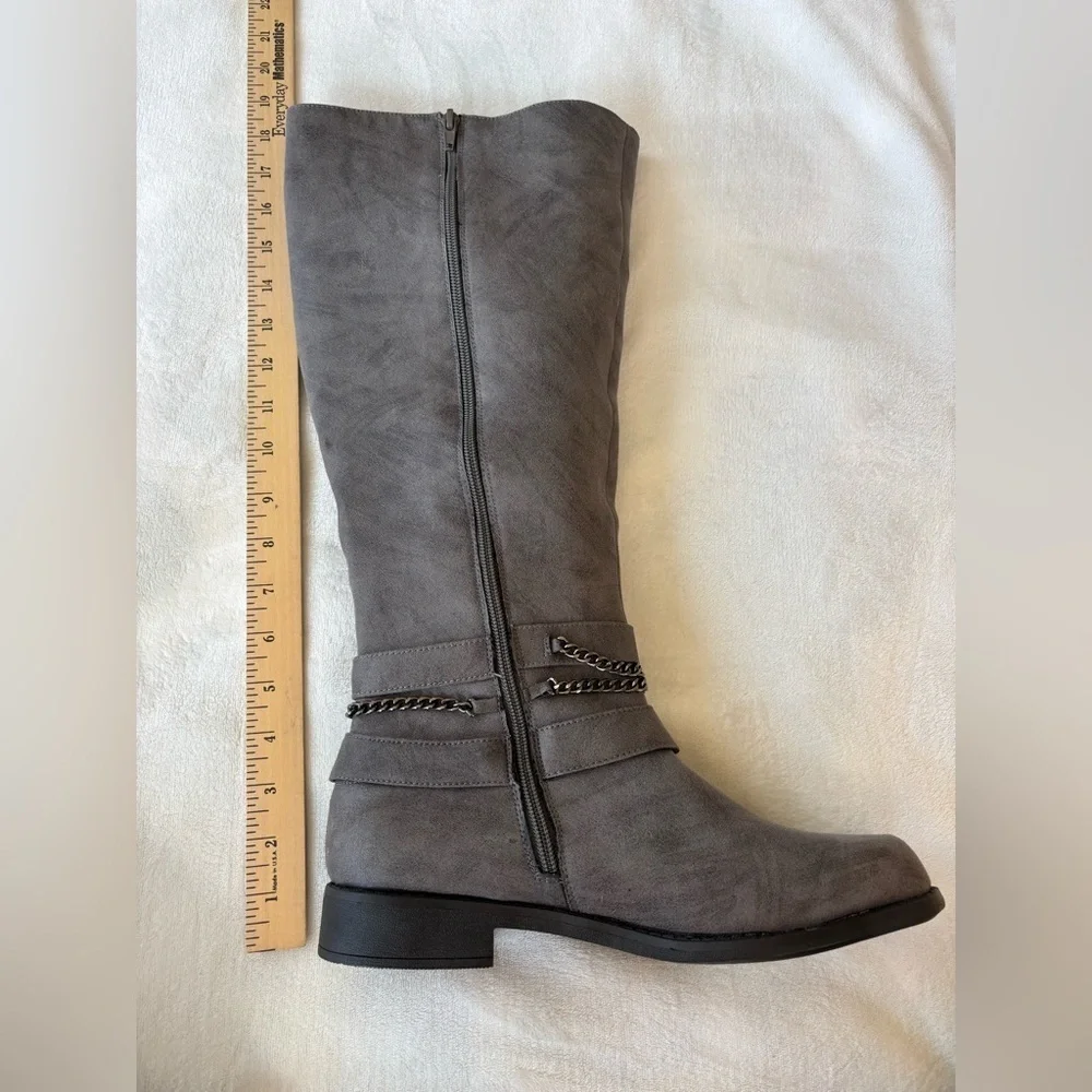 JustFab Over the Knee Gray Boots Size 9,5 Faux Suede